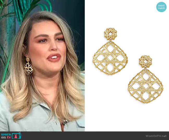 Natalie Openwork Statement Drop Earrings by Kendra Scott worn by Carissa Loethen Culiner on E! News