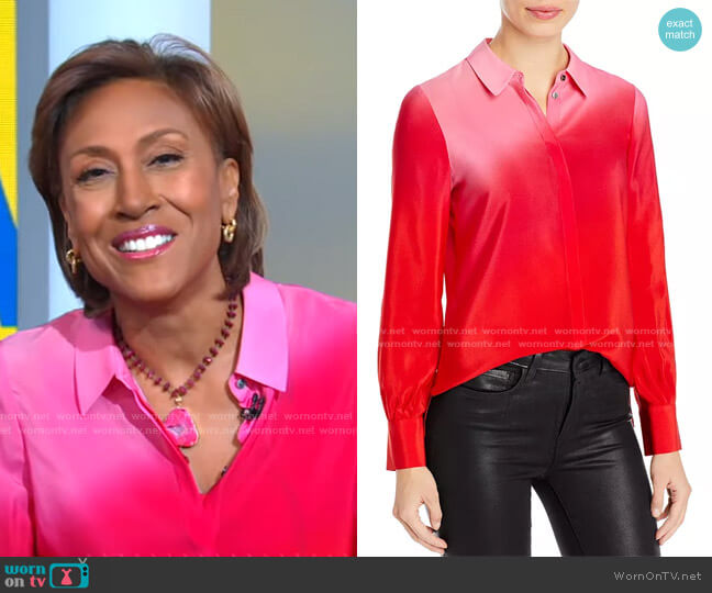 Lynn Ombre Button-Down Blouse by Kobi Halperin worn by Robin Roberts on Good Morning America