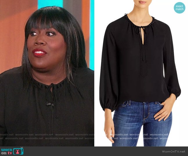 Noa Beaded Silk Blouse by Kobi Halperin worn by Sheryl Underwood on The Talk