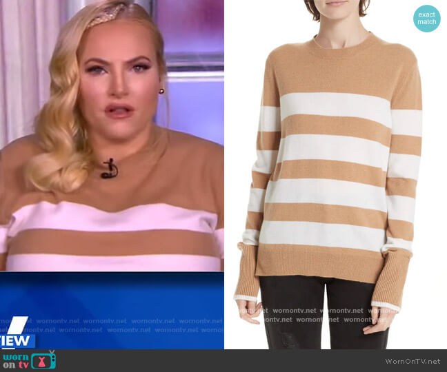 WornOnTV: Meghan’s beige stripe sweater on The View | Meghan McCain ...