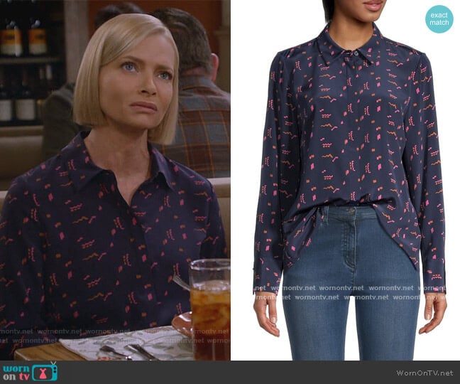 Scottie Silk Blouse by Lafayette 148  worn by Jill Kendall (Jaime Pressly) on Mom