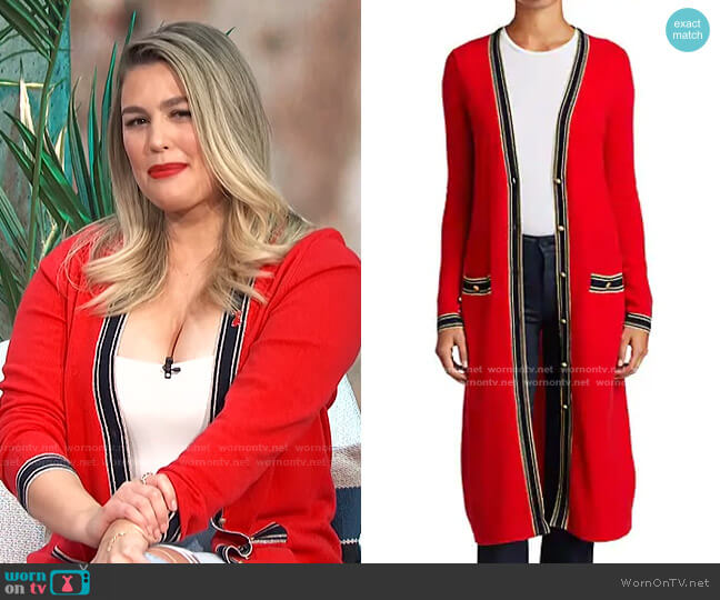 Tinsley Trim Longline Cardigan by L'Agence worn by Carissa Loethen Culiner on E! News