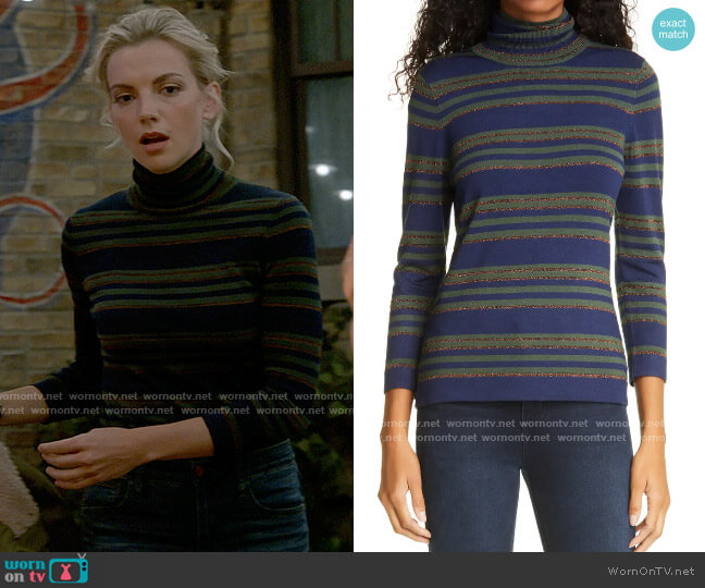 L'Agence Harlee Striped Turtleneck Top worn by Sylvie Brett (Kara Killmer) on Chicago Fire