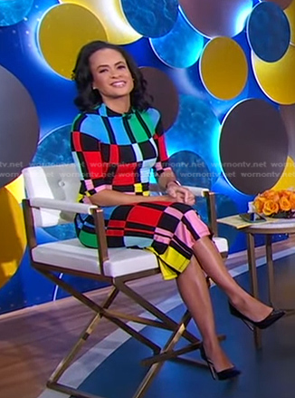 Linsey Davis's colorblock dress on Good Morning America
