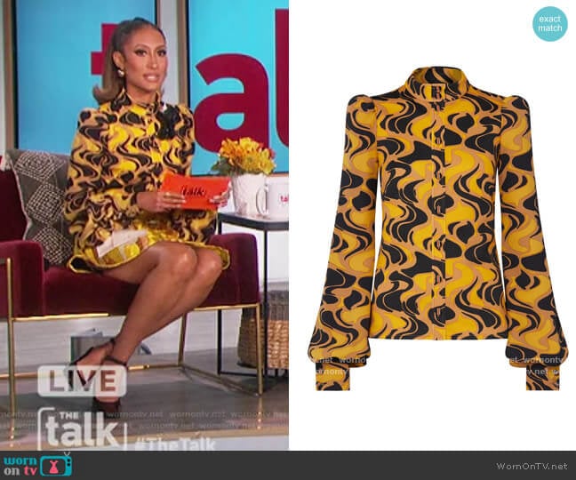 Printed Long Sleeve Top by Louis Vuitton worn by Elaine Welteroth on The Talk