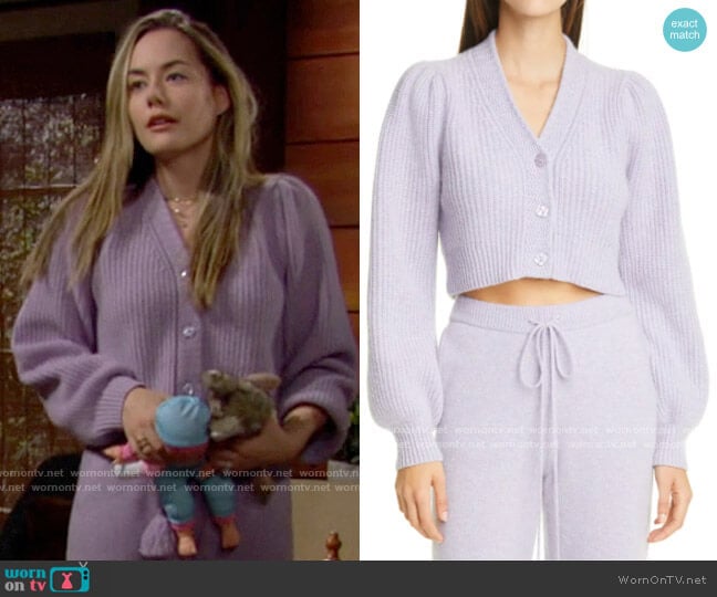 LoveShackFancy Avignon Cardigan worn by Hope Logan (Annika Noelle) on The Bold and the Beautiful