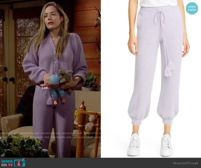 LoveShackFancy Tristan Pants worn by Hope Logan (Annika Noelle) on The Bold and the Beautiful