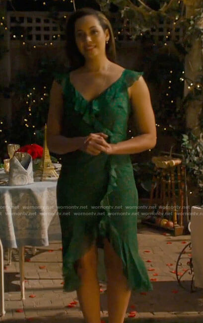 Macy’s green ruffled trim dress on Charmed
