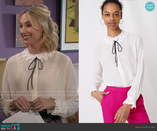 Maje Cassidi Blouse worn by Mandy Baxter (Molly McCook) on Last Man Standing