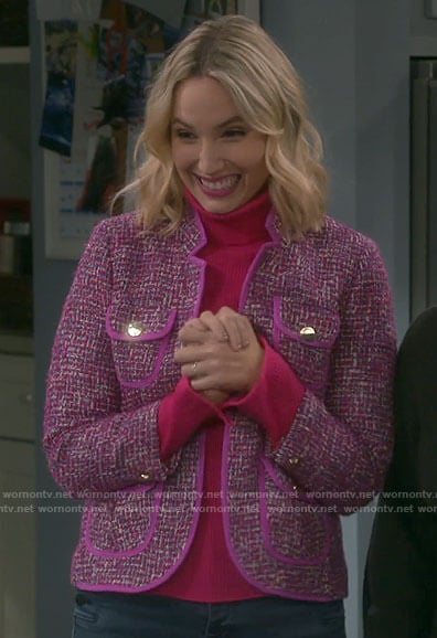 Mandy's pink tweed jacket on Last Man Standing