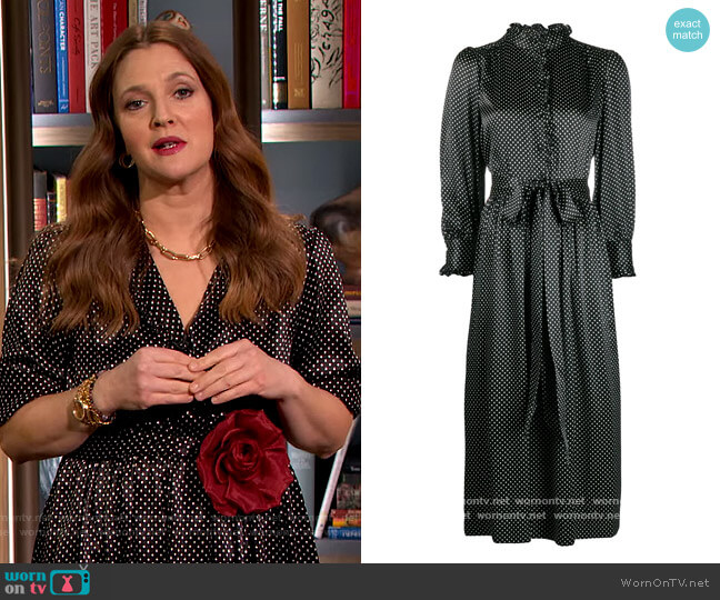 Polka Dot Print Shirt Dress by Marc Jacobs worn by Drew Barrymore  on The Drew Barrymore Show