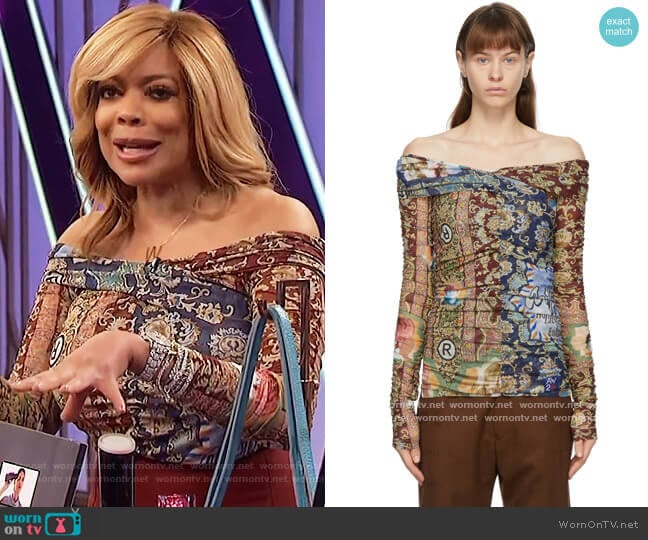 Multicolor Volks Mesh Wrap Blouse by Martine Rose worn by Wendy Williams on The Wendy Williams Show