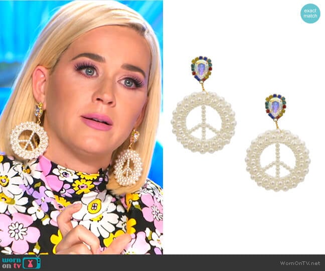 Peace Out Earrings by Mayol Jewelry worn by Katy Perry on American Idol