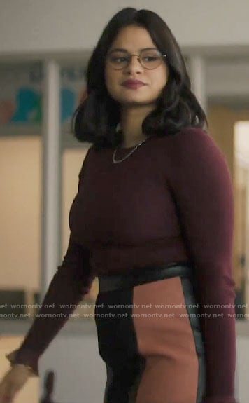 Mel's colorblock leather detail skirt on Charmed