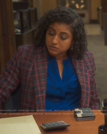 Mikaela’s pink tweed blazer and skirt suit on Mr Mayor