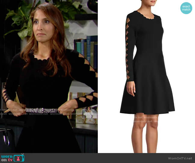 Milly Scallop Knit Fit-&-Flare Dress worn by Lily Winters (Christel Khalil) on The Young and the Restless