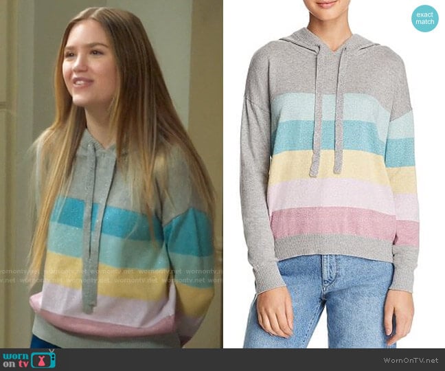 Minnie Rose Metallic Striped Hooded Sweater worn by Orly Bremer (Kyla Kenedy) on Mr Mayor