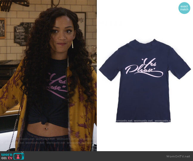 Yes Please Tee by Monogram worn by Olivia Baker (Samantha Logan) on All American