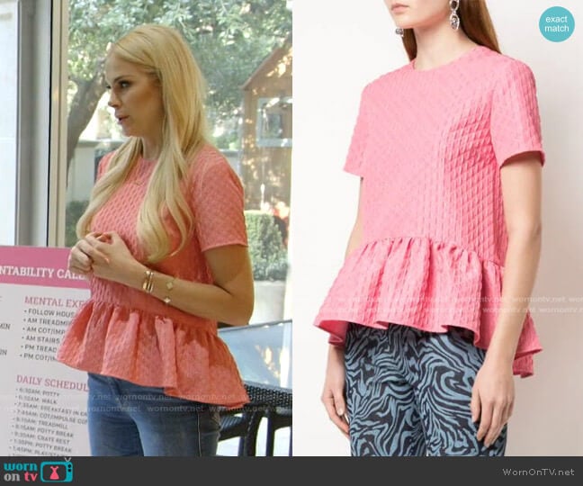 Peplum-Hem Cloqué Top by MSGM worn by Kameron Westcott on The Real Housewives of Dallas