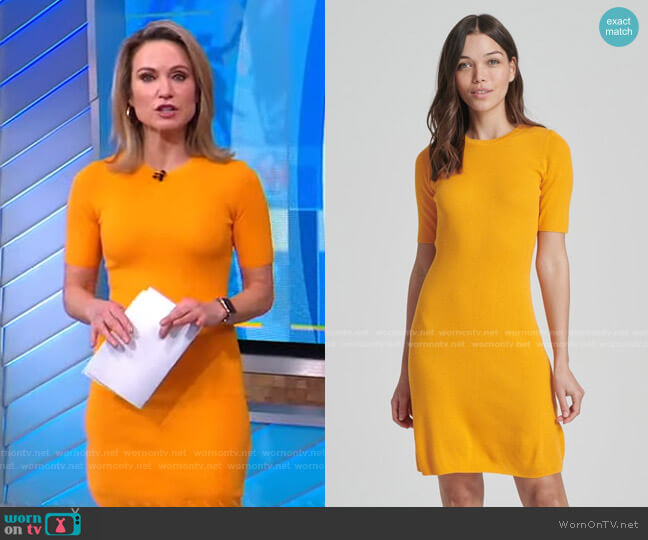WornOnTV: Amy’s yellow short sleeve knit dress on Good Morning America ...