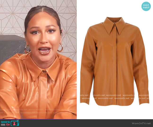 Noelle faux-leather shirt by Nanushka worn by Adrienne Houghton on The Real