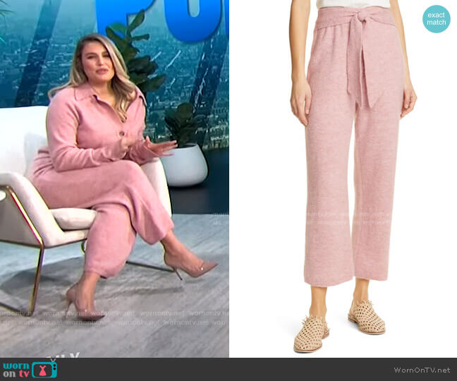 Nea Tie Waist Knit Pants by Nanushka worn by Carissa Loethen Culiner on E! News