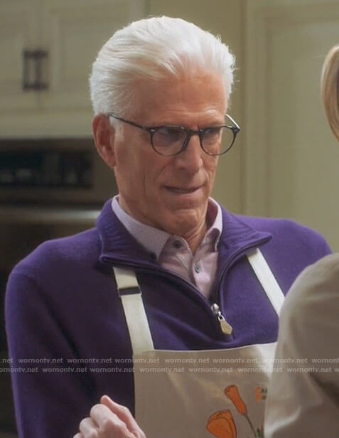 Neil's purple zip neck sweater on Mr Mayor