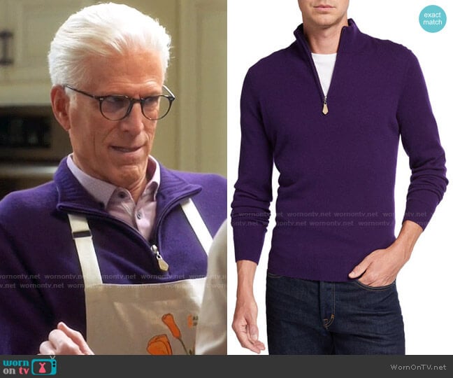 Neiman Marcus Cloud Cashmere Quarter-Zip Sweater worn by Neil Bremer (Ted Danson) on Mr Mayor