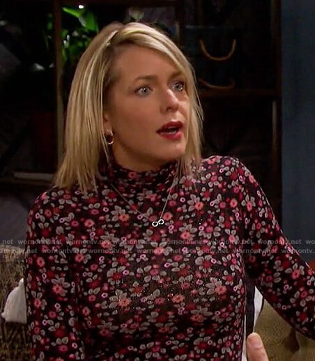 Nicole's floral mock neck dress on Days of our Lives