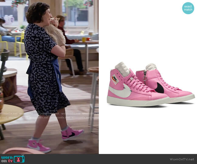 Nike Blazer Rebel Mid Pink Sneakers worn by Kat Silver (Mayim Bialik) on Call Me Kat