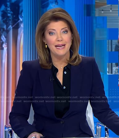 Norah’s navy blazer on CBS Evening News