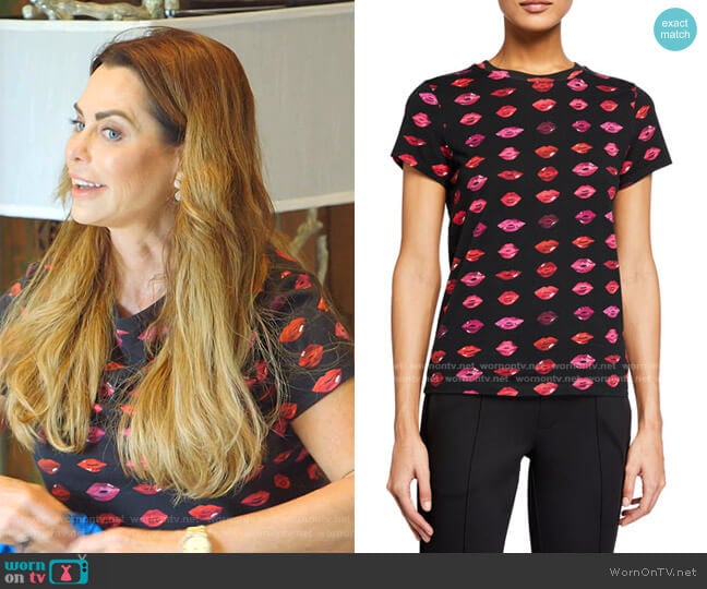 Lip-Print Crewneck Tee by Pam & Gela worn by D’Andra Simmons on The Real Housewives of Dallas