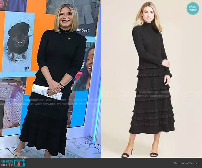 Pearl by Lela Rose Ruffle Knit Dress worn by Jenna Bush Hager on Today