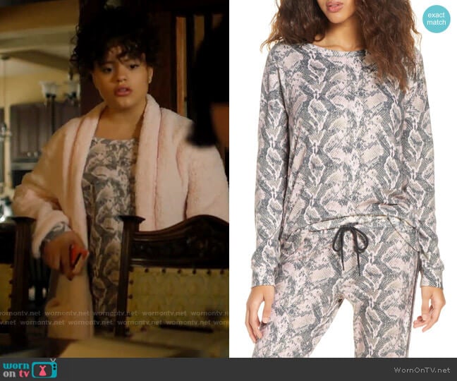 PJ Salvage Snake Skin Print Long Sleeve Top worn by Maggie Vera (Sarah Jeffery) on Charmed