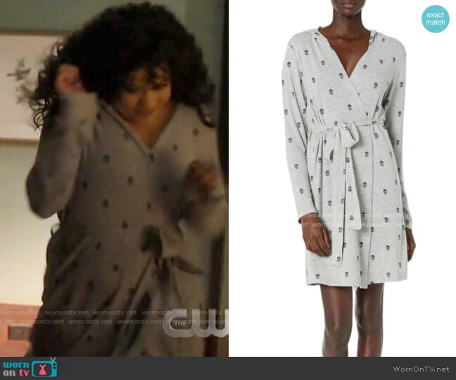 PJ Salvage Minimalist Skulls Robe worn by Maggie Vera (Sarah Jeffery) on Charmed