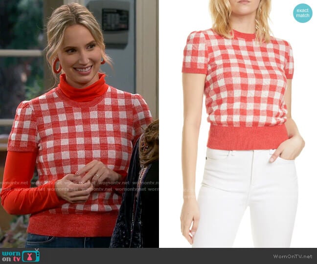 WornOnTV: Mandy’s red gingham check short sleeve sweater on Last Man ...