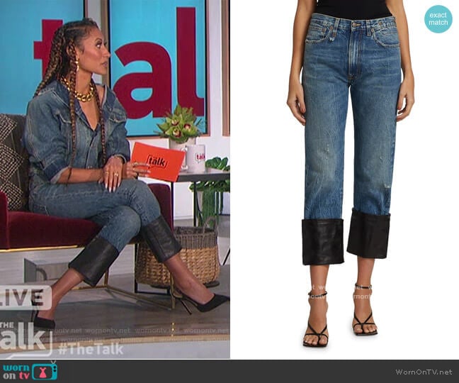 Axl Slim Leather Cuff Jeans by R13 worn by Elaine Welteroth on The Talk