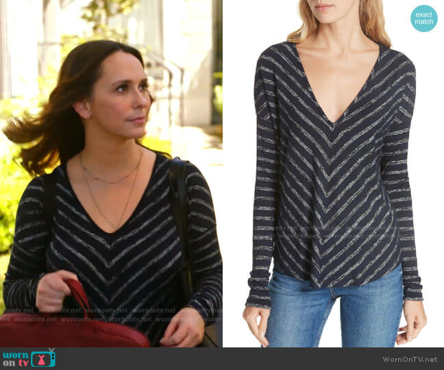 Hudson Stripe Tee by Rag & Bone worn by Maddie Kendall (Jennifer Love Hewitt) on 9-1-1