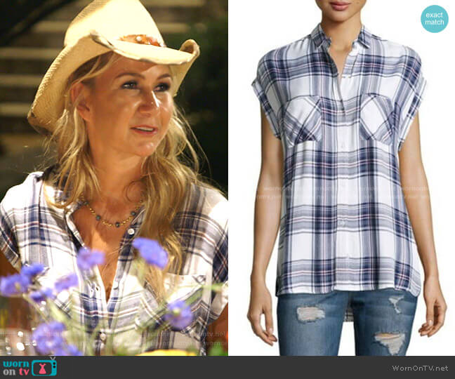 Plaid Short Sleeve Shirt by Rails worn by Kary Brittingham on The Real Housewives of Dallas