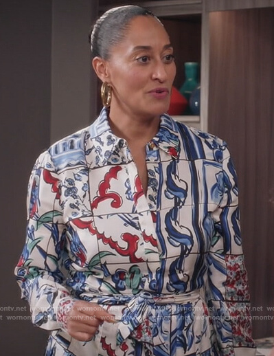 Rainbow’s white floral print shirtdress on Black-ish