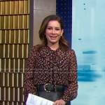 Rebecca’s black paisley print tie neck blouse on Good Morning America