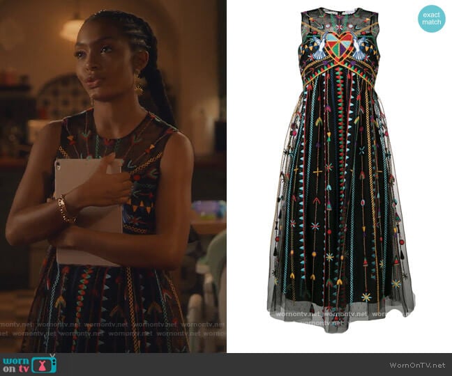 Love Celebration Tulle Dress by RED Valentino worn by Zoey Johnson (Yara Shahidi) on Grown-ish