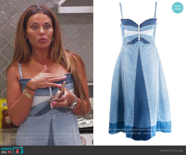 Butterfly Patchwork Denim Dress by RED Valentino worn by Dolores Catania  on The Real Housewives of New Jersey
