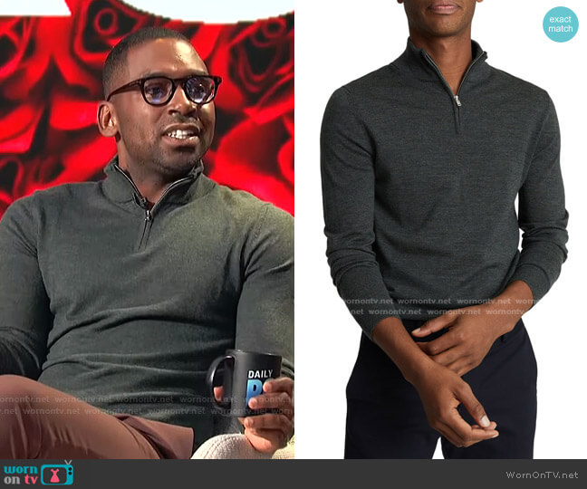 Blackhall Quarter Zip Wool Pullover by Reiss worn by Justin Sylvester on E! News