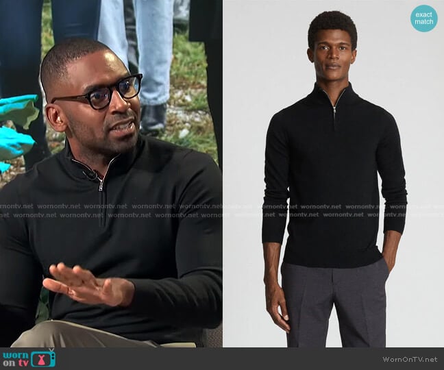 Blackhall Quarter Zip Sweater by Reiss worn by Justin Sylvester on E! News