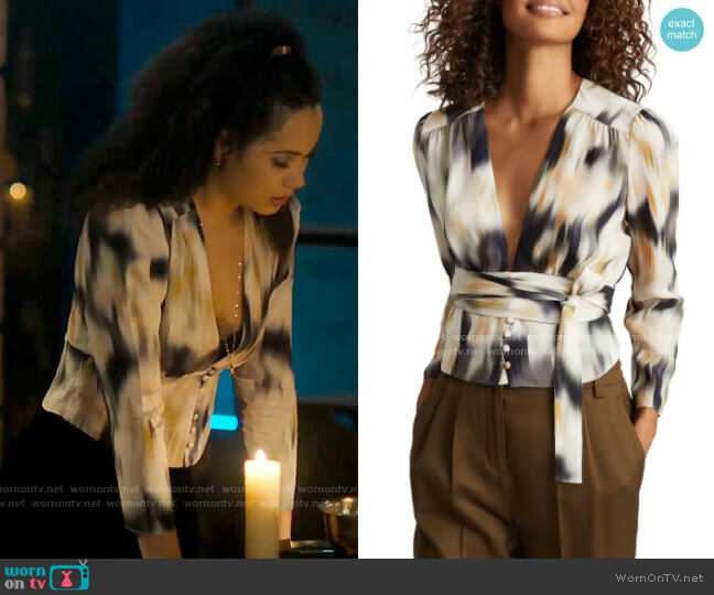 Reiss Alena Wrap Blouse worn by Macy Vaughn (Madeleine Mantock) on Charmed