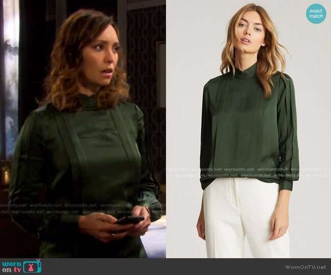 WornOnTV: Gwen’s green pleated blouse on Days of our Lives | Emily O ...