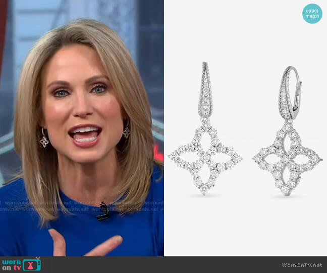 Large Flower Drop Earrings by Roberto Coin worn by Amy Robach on Good Morning America