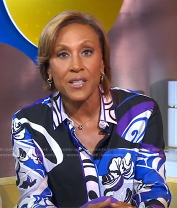 Robin’s blue printed blouse on Good Morning America