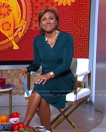 Robin’s green ruched dress on Good Morning America